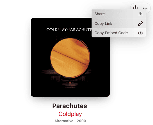 Copy Apple Music album link on PC
